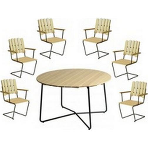 Grythyttan 9A 120cm Table inkl. A2 6 seat Armchair Matgrupp, 1 Bord inkl. 6 Stolar