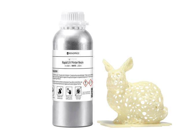 Monoprice MP Rapid UV 3D Printer Resin, 1000ml, White White