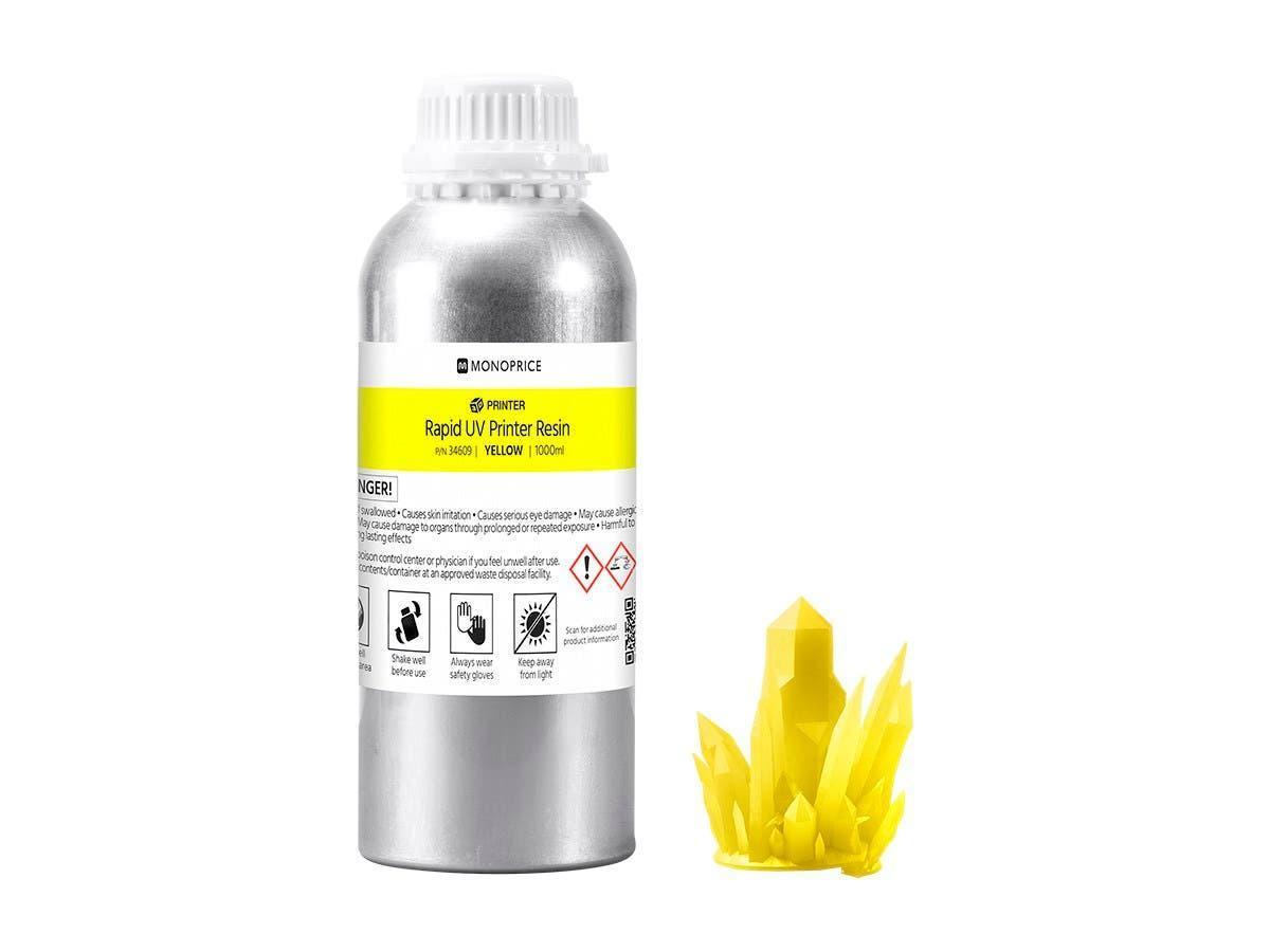 Monoprice MP Rapid UV 3D Printer Resin, 1000ml, Yellow Yellow